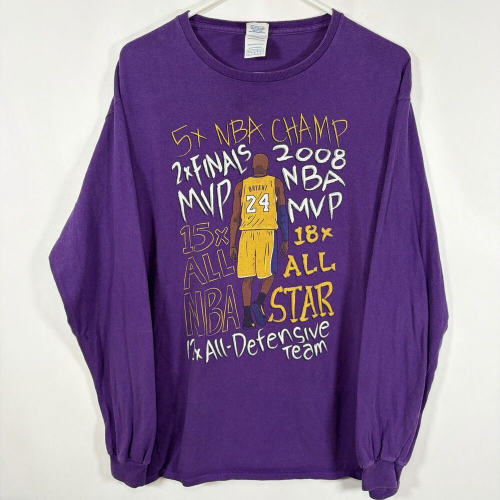 Kobe Bryant Long Sleeve T Shirt Mens Size Large Purple Delta Pro Weight Lakers